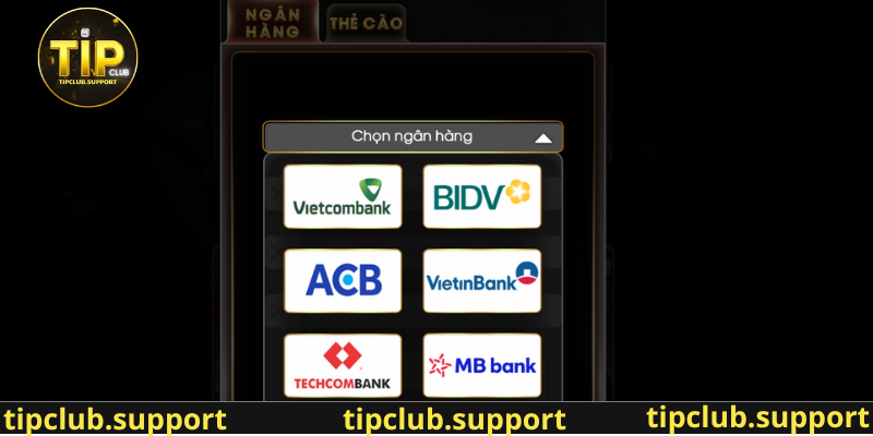 Rút tiền qua Ngân hàng tại cổng game Tip club thành công, nhanh chóng