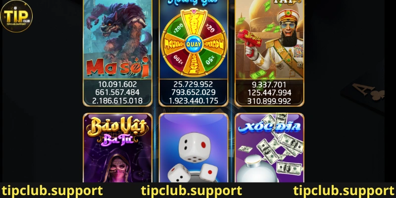 Tip Club cung cấp nhiều sảnh game hàng đầu